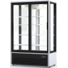 Шкаф-витрина холодильный напольный, вертикальный, L1.27м, 1120л, 2 двери-купе стекло, 8 полок, +1/+10С, дин.охл., белый, 4-х стороннее остекление