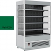 Стеллаж холодильный, пристенный, L1.06м, 4 полки, 0/+7С, дин.охл., зеленый, фронт открытый, боковины стекло, подсветка