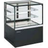 Витрина холодильная напольная, вертикальная, кондитерская, L0.90м, 2 полки стекло, +2/+10С, дин.охл., черная RAL 9005, откидной стеклопакет