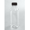 Бутылка 0,5л квадратная широкое горло с черной крышкой ПЭТ прозрачный