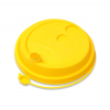 Крышка для стакана 300-500мл D 90мм пластик ПП желтый с заглушкой и пробивным отверстием для трубочки