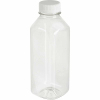 Бутылка 0,3л квадратная широкое горло с белой крышкой ПЭТ прозрачный