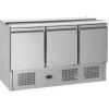 Стол холодильный саладетта, GN1/1, L1.37м, б/борта, 3 двери глухие, +2/+10С, нерж.сталь, стат.охл.+вент., агрегат нижний, гнездо 4GN1/1, раз.доска