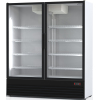 Шкаф холодильный, 1600л, 2 двери стекло, 10 полок, ножки, +1/+10С, дин.охл., белый, агрегат нижний, рама дверей и решетка агрегата черные